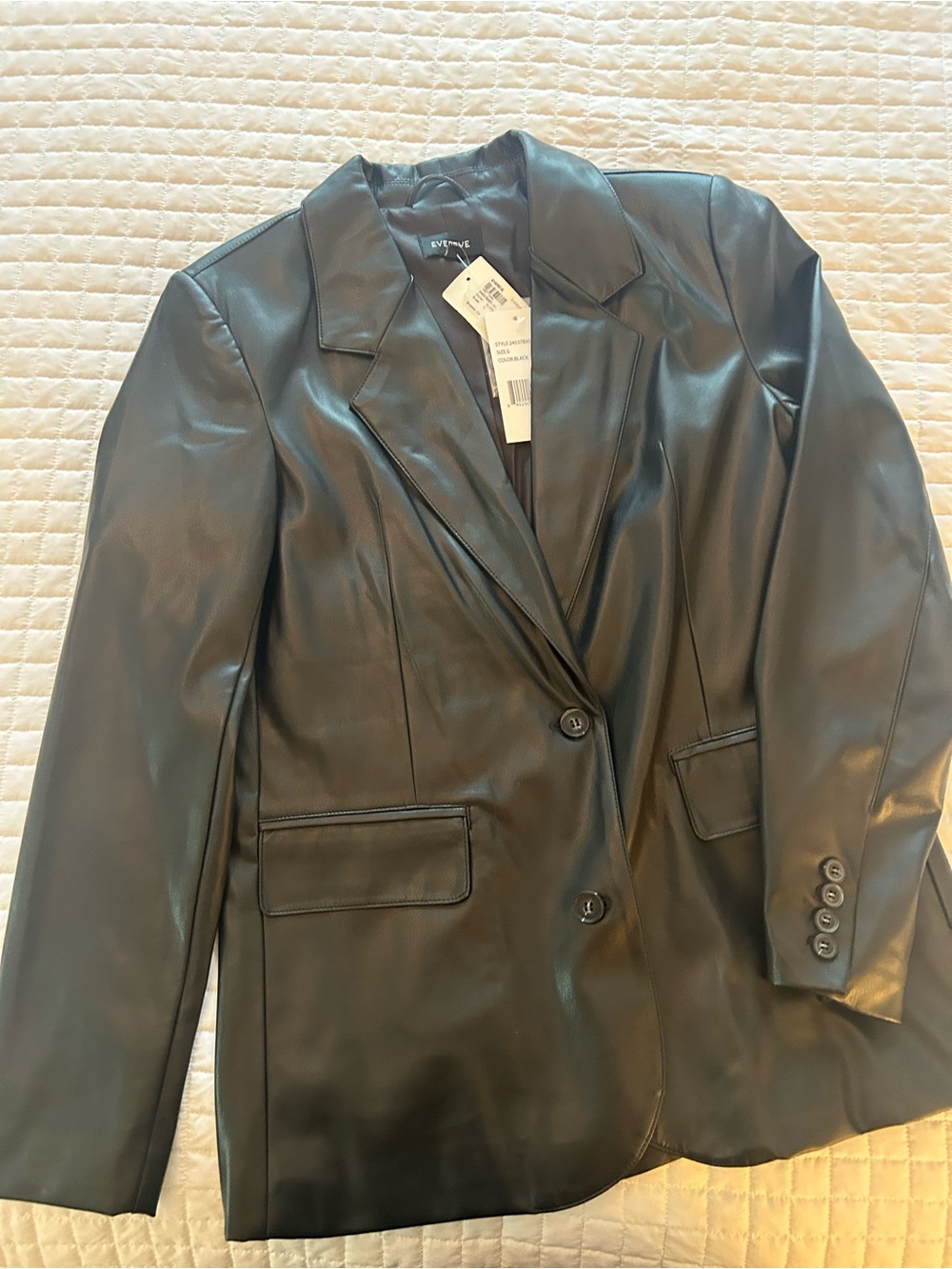 Evereve Faux Leather Black Blazer Jacket -